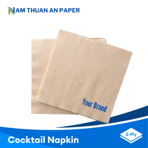 Customized Elegant Recycled Brown Soft And Durable 2 Ply Dinner Napkins Multi Sized With Printed Design 50 Bags